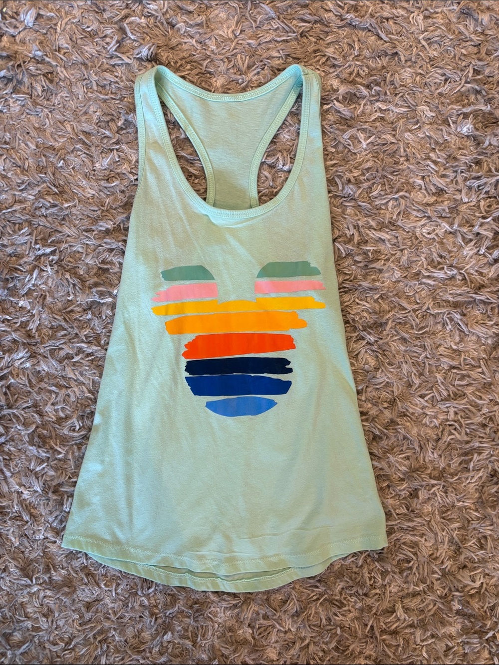 Disney Mint Sunset Racerback Tank with Striped Mickey Heart